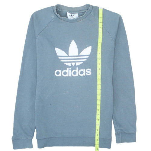Adidas Mens Blue Logo Crew Neck Pullover Sweatshirt Size M