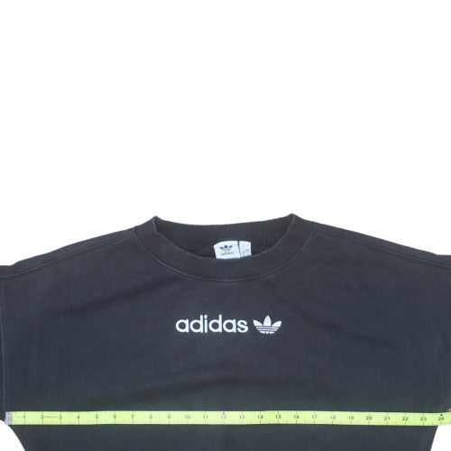 Adidas Womens Black Crew Neck Pullover Sweatshirt UK 4 Logo Detail