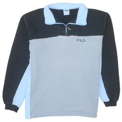 Additional front view of Fila men’s grey blue 1/4 zip fleece sweatshirt, size 14, teens