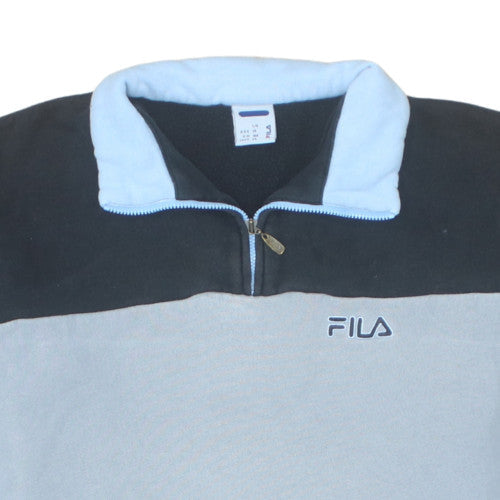 Additional view of Fila men’s grey blue 1/4 zip fleece sweatshirt, size 14, teens