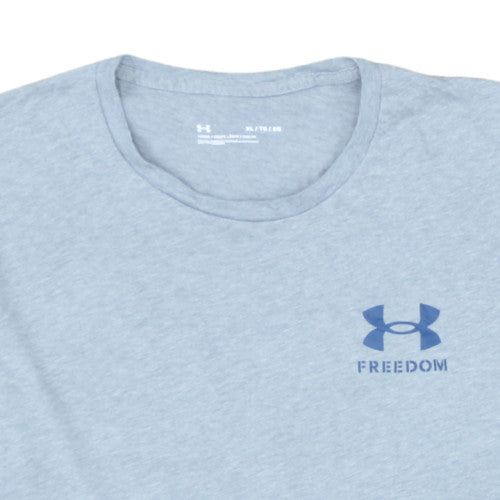 Under Armour Men's Grey Freedom Graphic T-Shirt XL Loose Fit Cotton Blend
