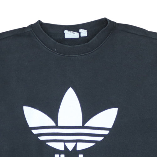Adidas Womens Black Cotton Crew Neck Pullover Sweatshirt UK 12
