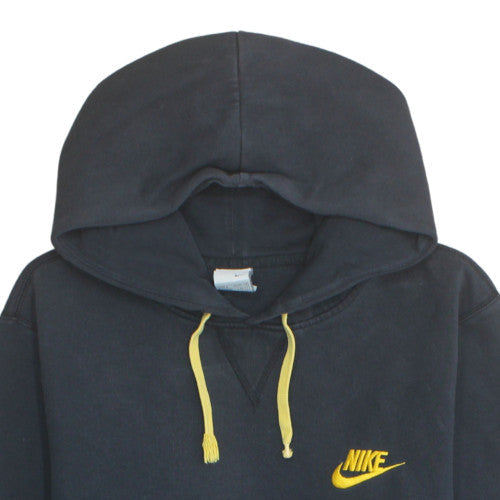 Nike Men's Black Pullover Hoodie M Yellow Logo Classic Sportswear