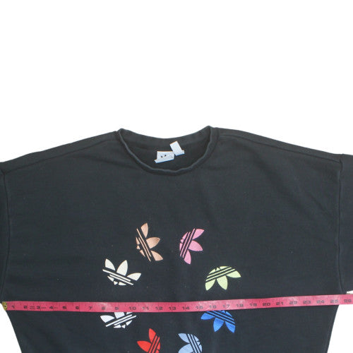 Adidas Womens Black Multicolour Logo Sweatshirt Size 8 Pullover