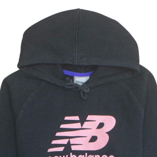 New Balance Women's Black Pullover Hoodie L Cotton Blend Logo Print