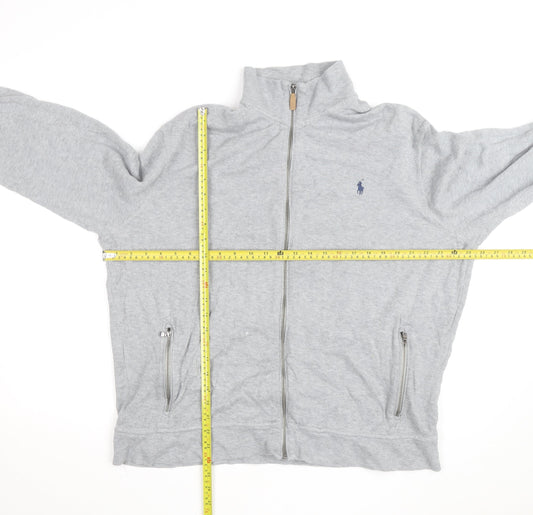 Ralph Lauren Men's Grey XL Track Jacket Full Zip Cotton Estate Rib