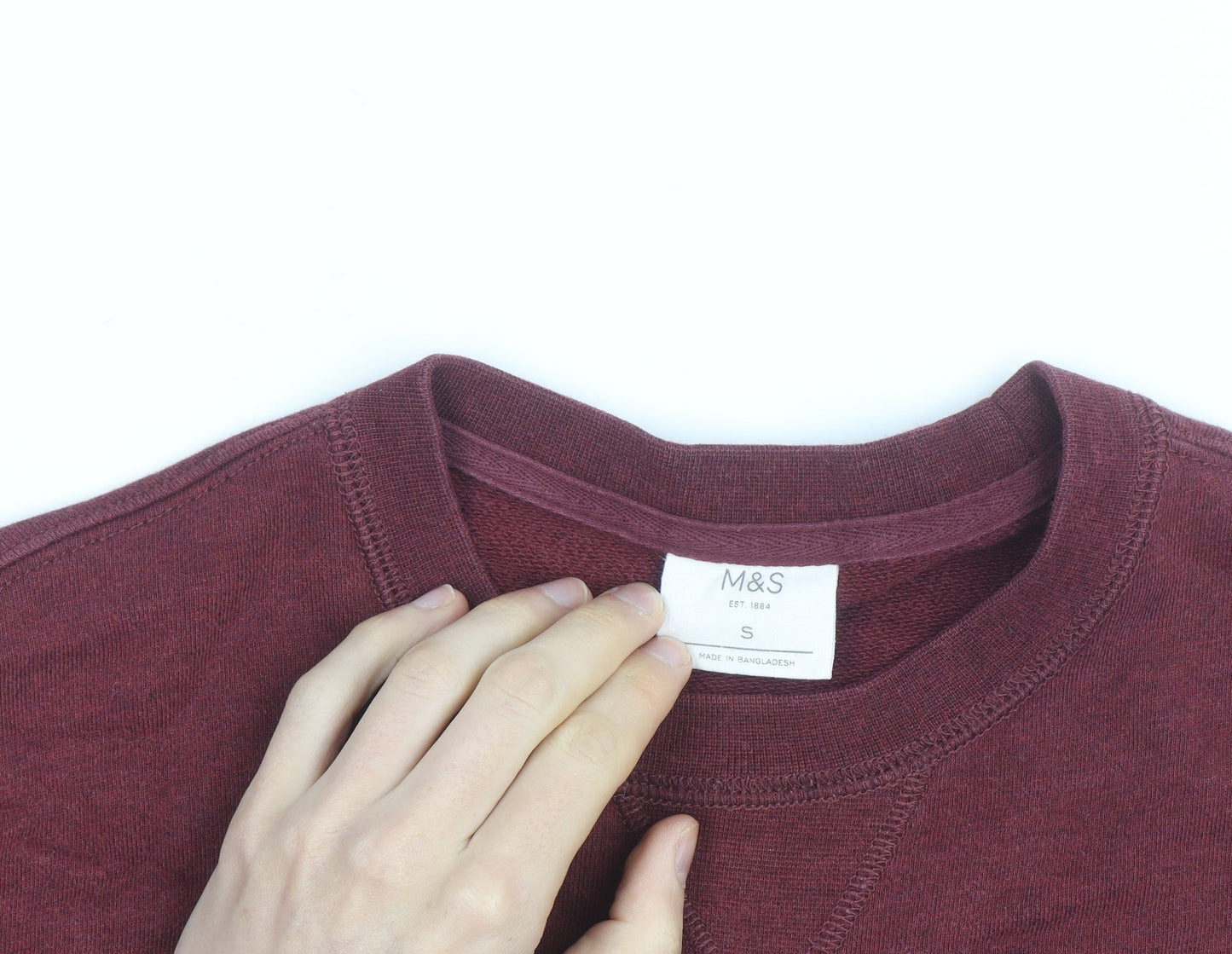 Marks and Spencer Men's Red Cotton Crew Neck Pullover Sweatshirt Size S