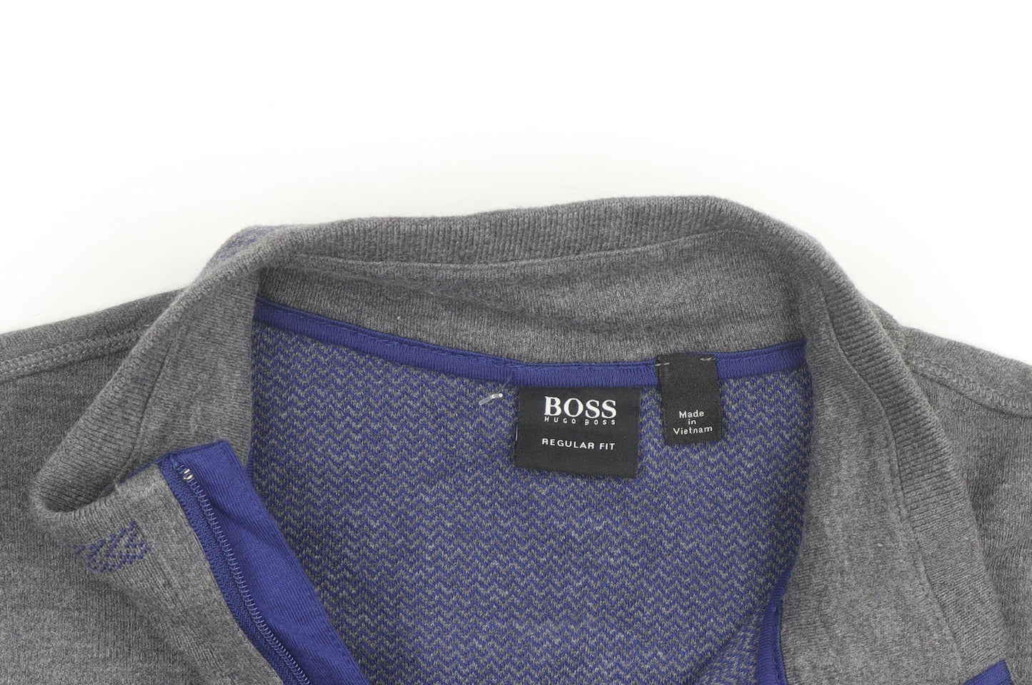 Hugo Boss Men's Grey 1/4 Zip Regular Fit Sweatshirt, Size L