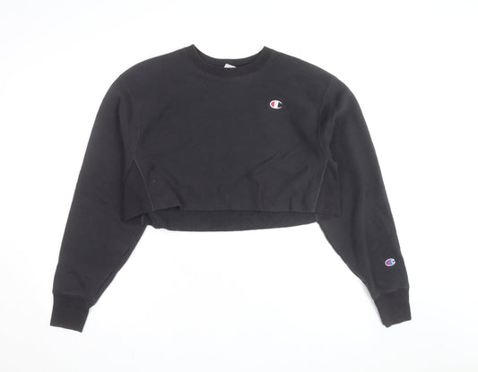 Additional front view of Champion unisex black small pullover fleece sweatshirt