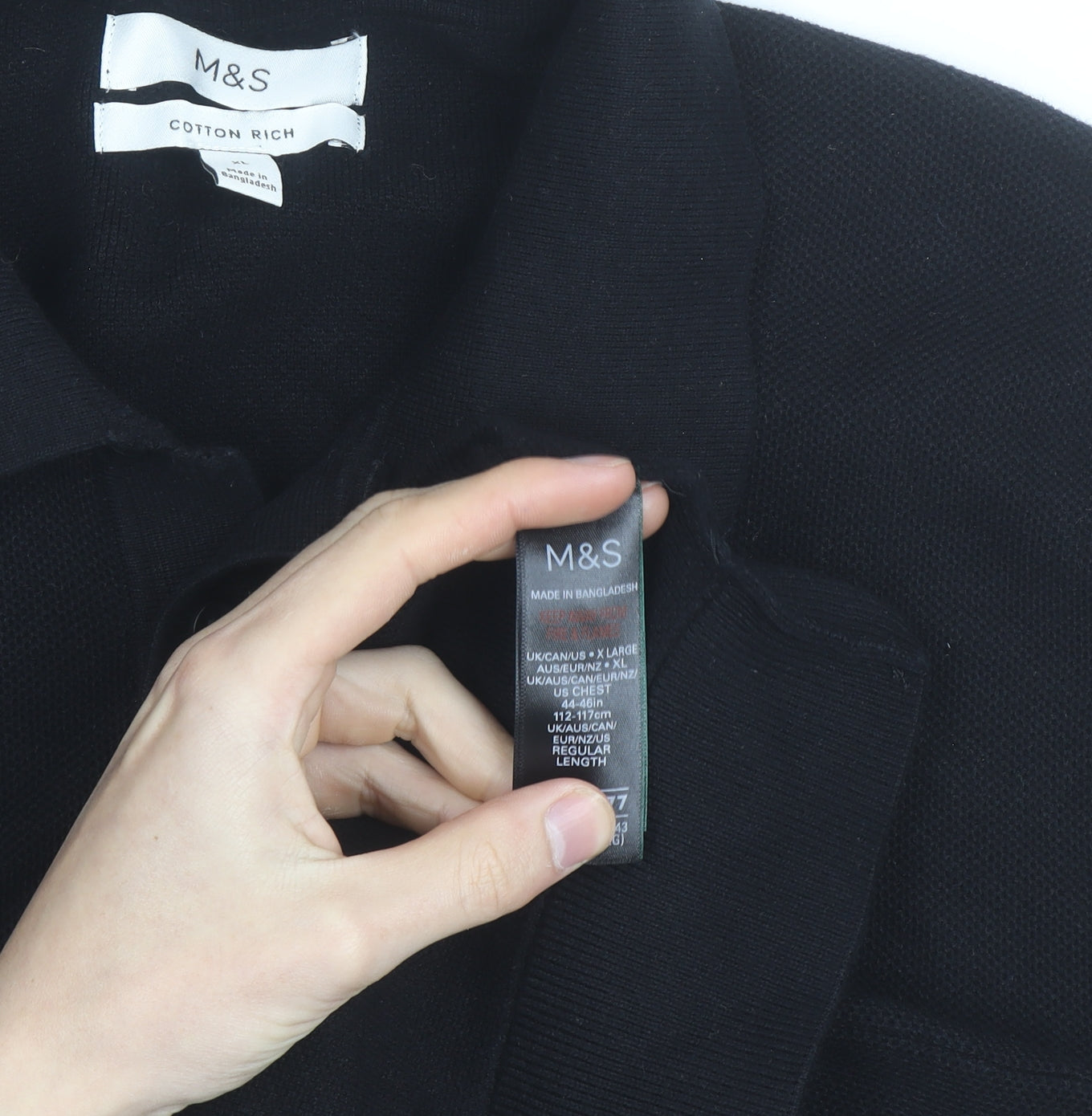 Marks and Spencer Men’s Black 2XL Cotton Polo Shirt