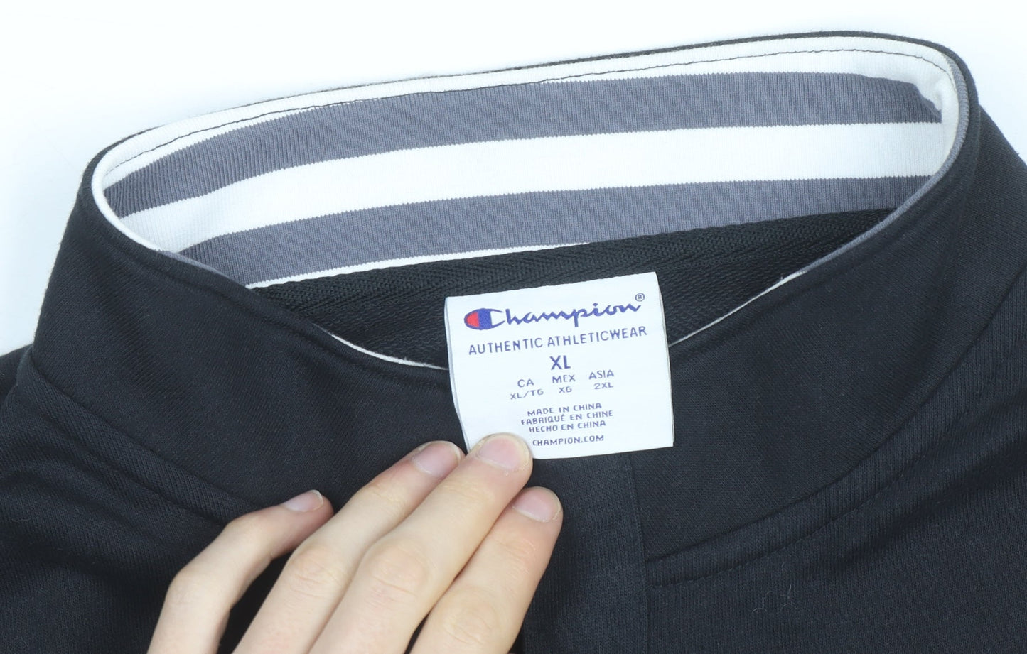 Champion Men Black XL Henley Sweatshirt CSUN Logo Cotton Blend
