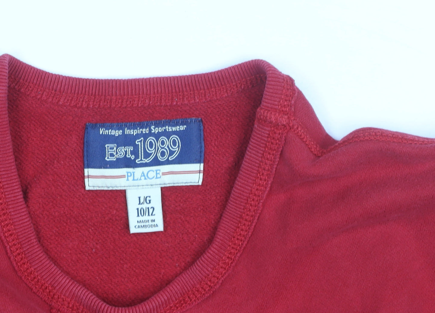 Additional view of The Children's Place boys’ red track & field graphic crew neck sweatshirt 10-12 years