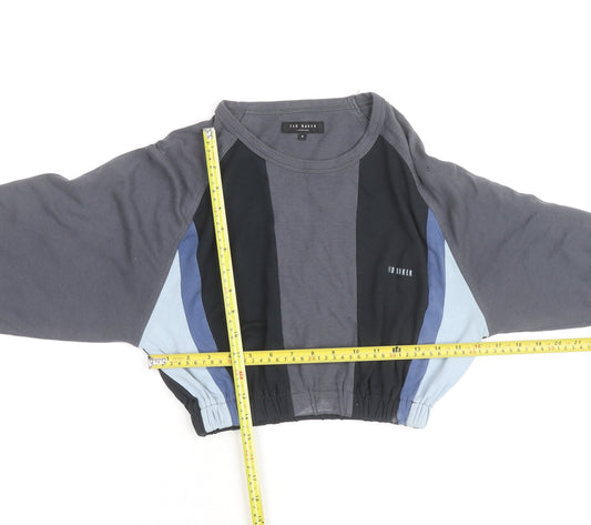 Ted Baker Women's Grey Colourblock Cropped Long Sleeve Top Size 14