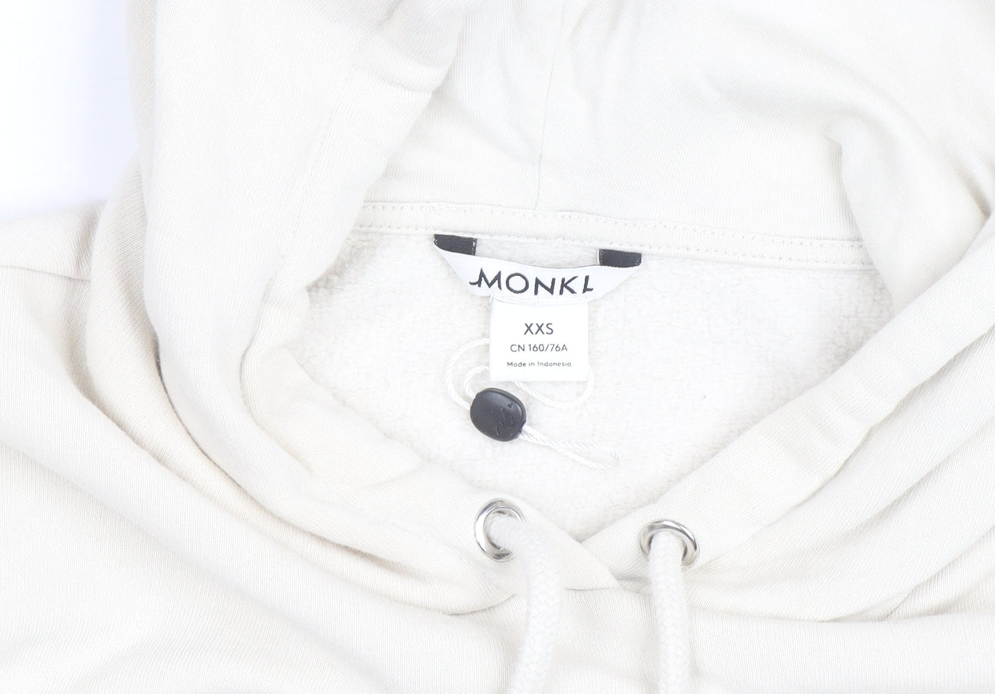 Additional view of Monki unisex ivory pullover hoodie xs fleece cotton blend