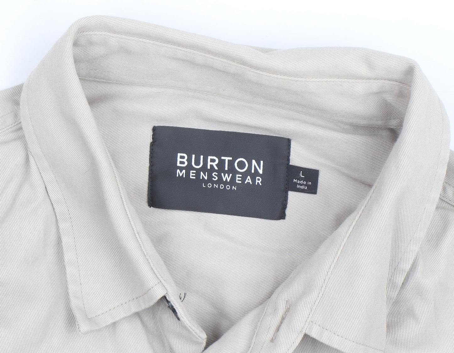 Burton Menswear London Men’s Beige Cotton Twill Button-Up Shirt L
