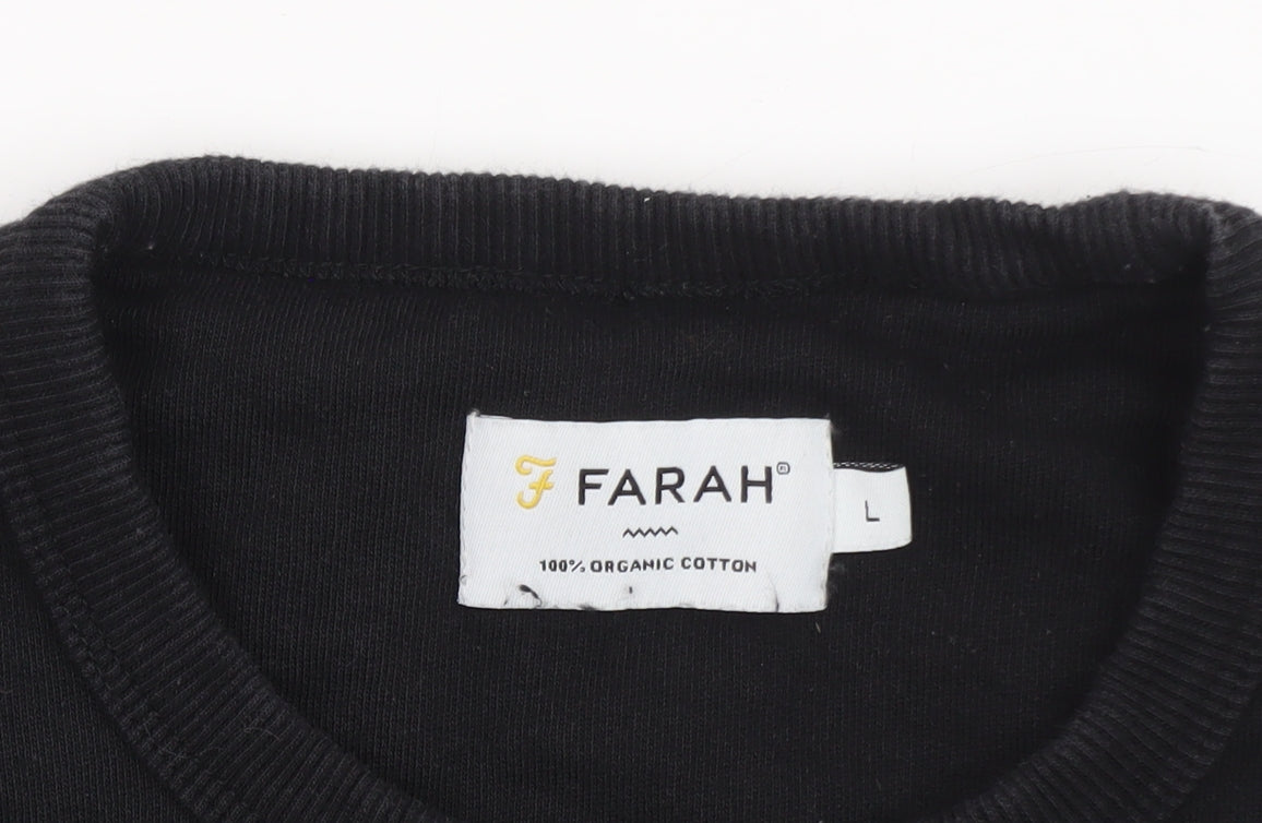Farah Men's Black L Pullover Cotton Crew Neck Sweatshirt