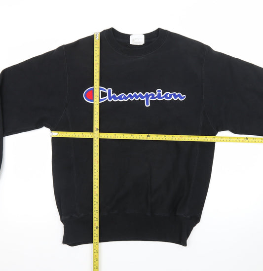 Champion Men's Black Small Reverse Weave Logo Sweatshirt