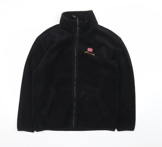YOU Classic Men's Black Fleece Full Zip Mid-Length Jacket M