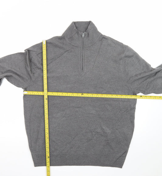 Dockers Men’s Grey 1/4 Zip High Neck Knit Jumper Size L