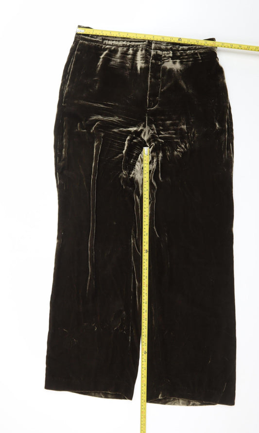 Zara Womens Brown Velvet Wide Leg Trousers Size L