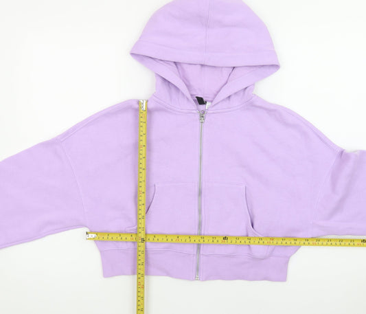 H&M Divided Womens Purple Full Zip Cropped Hoodie Size M