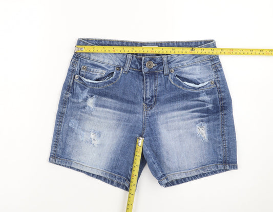 Mudd Womens Blue Denim Boyfriend Shorts Size 10 Stretch Casual