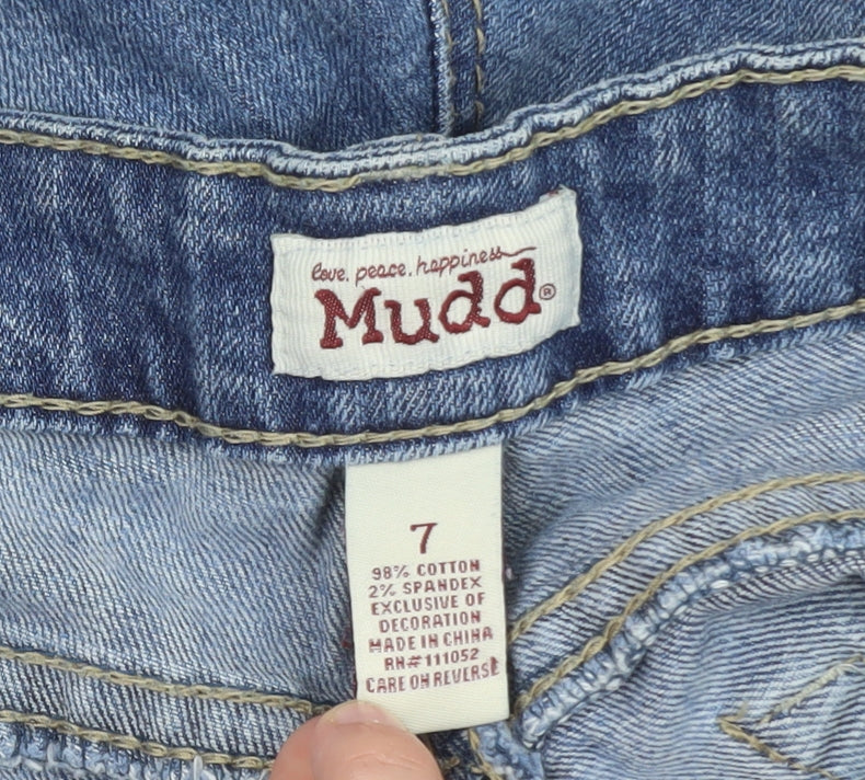 Mudd Womens Blue Denim Boyfriend Shorts Size 10 Stretch Casual
