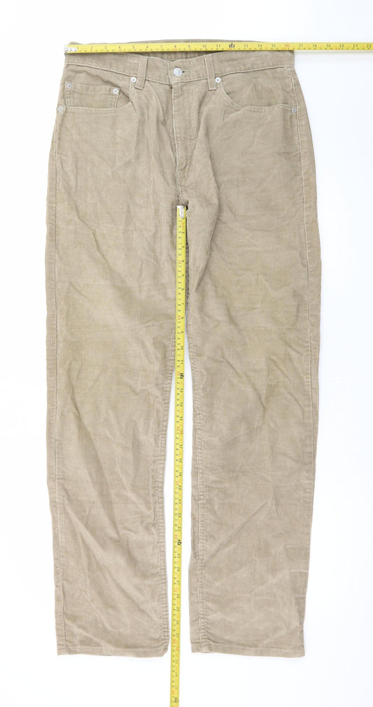 Levi's 505 Men's Beige Corduroy Straight Leg Trousers W32 L34