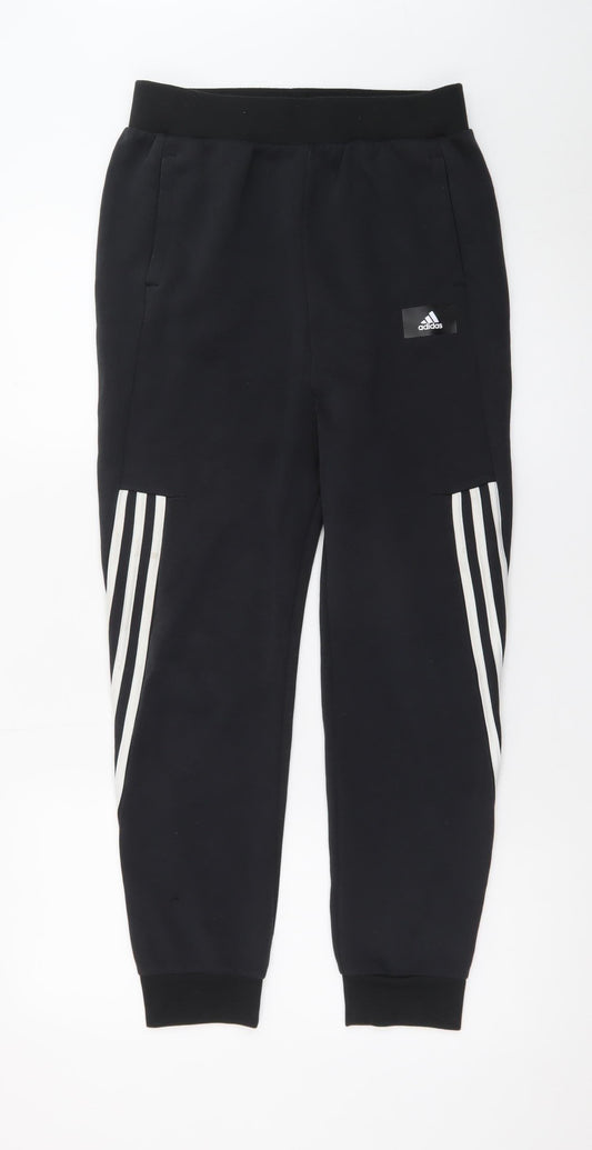 Adidas Boys Black Jogger Trousers 13-14 Years Elastic Waist Sportswear