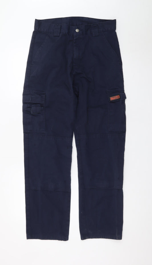 Wright Fits Men's Blue Cargo Work Trousers 30W 31L Cotton Regular Fit