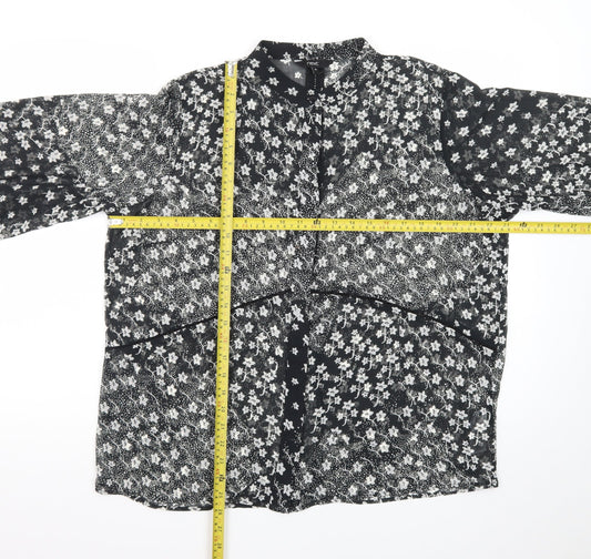 Next Womens Black Floral Chiffon Tunic Blouse Size 18