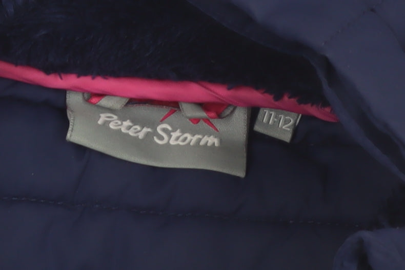 Additional view of Peter Storm girls’ blue hooded puffer jacket 11-12 years winter coat