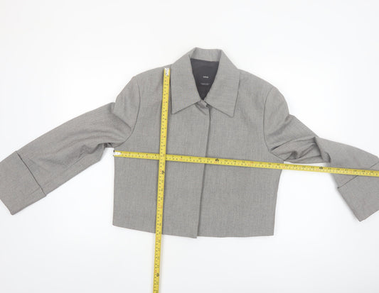 Mango Women's Grey Cropped Blazer Size M Regular Single-Breasted