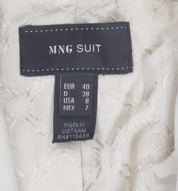 MNG Suit Beige Women's Blazer Jacket Size 12 Classic Fit Single-Breasted