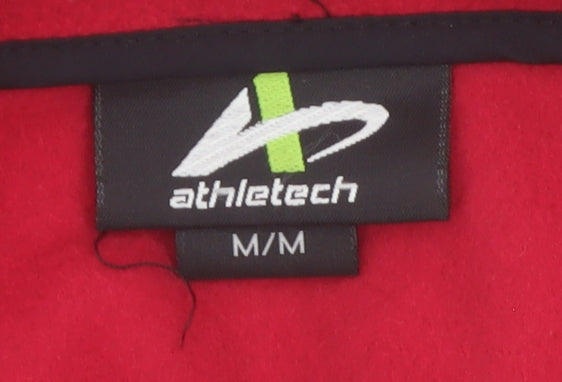 Athletech Men's Red Black Fleece Full Zip Outdoor Jacket Size M