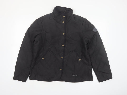 Eddie Bauer Women Black Quilted Mid-Length Jacket Size 16