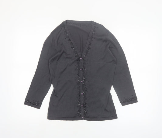 Marks & Spencer Womens Pewter Beaded Silk Cardigan UK 10