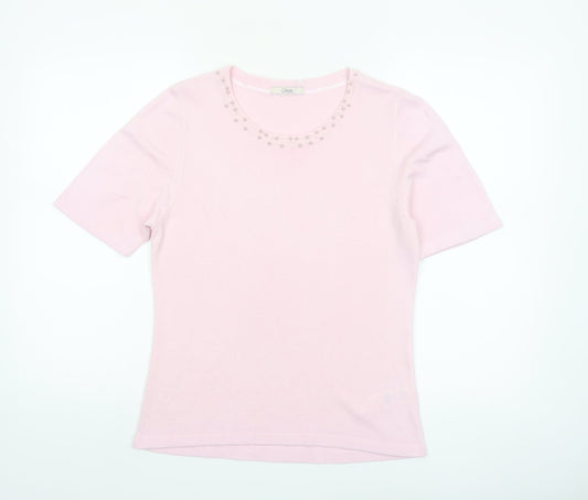 Marks & Spencer Womens Dusted Pink Acrylic Short Sleeve Jumper UK 12