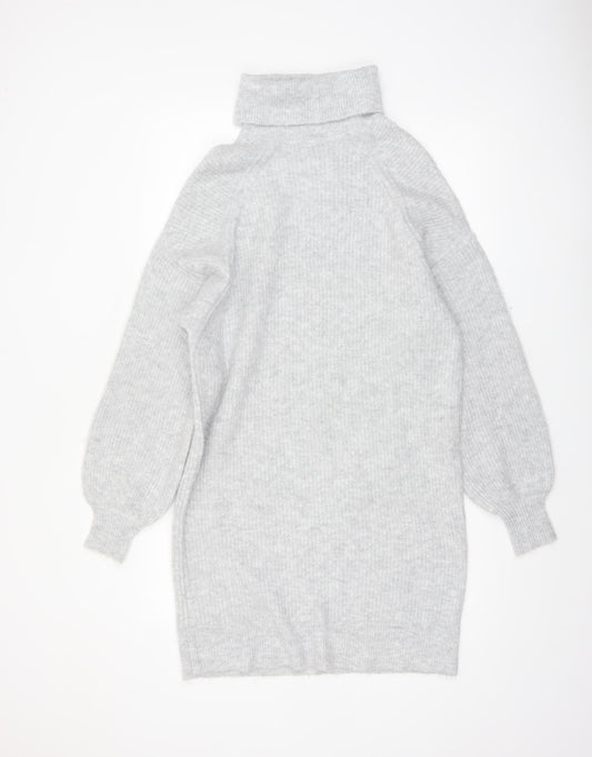 PRETTYLITTLETHING Women’s Grey Roll Neck Long Sleeve Knit Jumper S