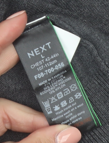 NEXT Men's Grey Cotton Blend Crew Neck Jumper L Regular Fit
