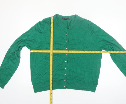 Marks and Spencer Womens Green Cardigan UK 20 Crew Neck Knit