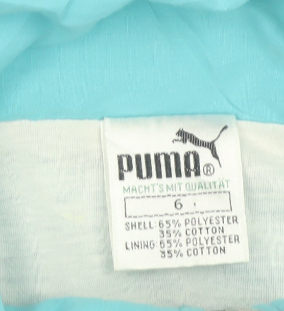 Brand and care label for Puma Men's Blue Retro Windbreaker Jacket L 42in Full Zip Sportswear