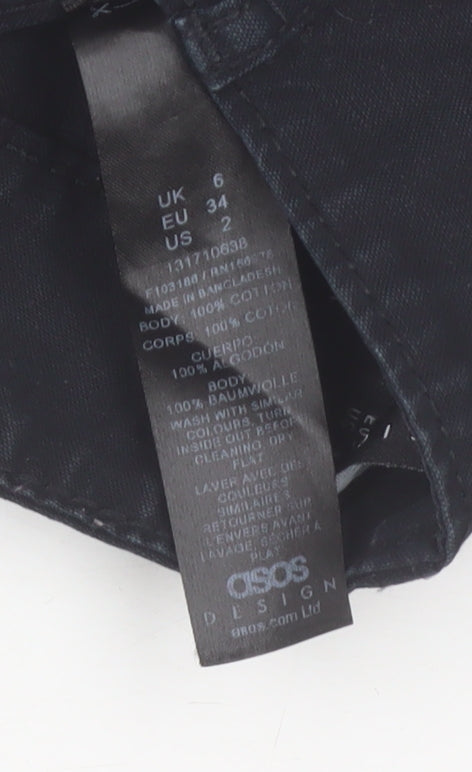 ASOS DESIGN Women's Black Cargo Trousers Size 6 Cotton Straight Leg