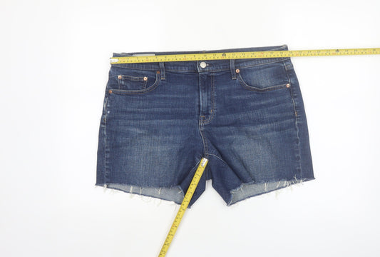 GAP Women Blue Denim Cut-Off Shorts Size 14 Mid Rise 5 Inch