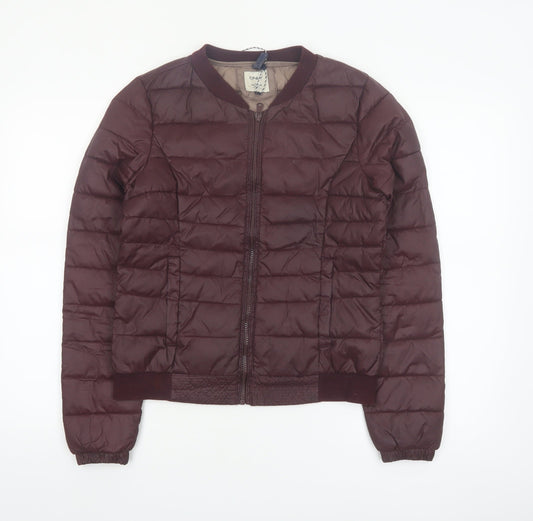 ONLY Women’s Brown Quilted Puffer Jacket Size S Lightweight Nylon