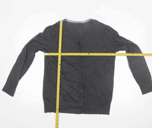 Marks and Spencer Women’s Grey Size 16 Crew Neck Button Cardigan