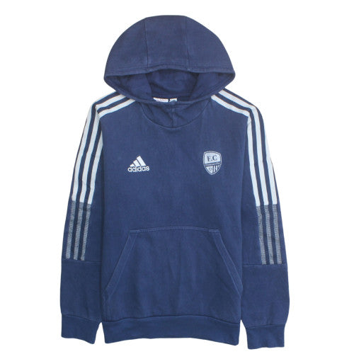 Additional front view of Adidas boys’ blue pullover hoodie 13-14 years f.c. logo sportswear