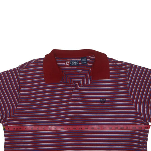 Chaps Men's Red Striped Short Sleeve Cotton Polo Shirt XL
