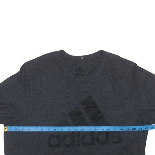 Adidas Men's Grey Short Sleeve Logo T-Shirt Medium
