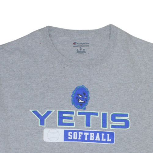 Champion Men's Grey Yeti Softball Graphic Athletic T-Shirt XL